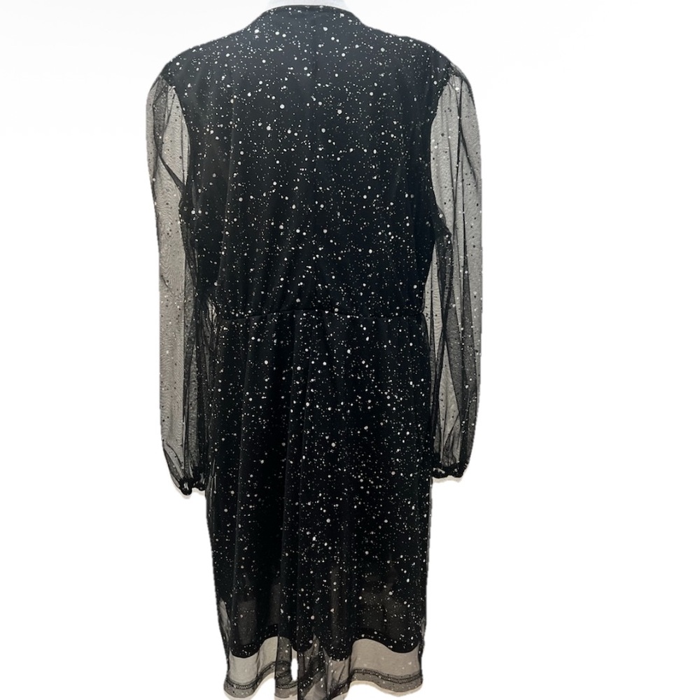 Clasi Sequin Mesh Overlay Dress, Autumn Black & Silver 2X (16) - Picture 3 of 10